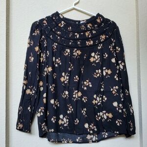 Old Navy Black Floral Smocked Blouse.  Size Small